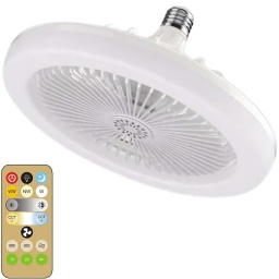 LAMPARA LED CON VENTILADOR DE TECHO BOMBITA E27 CON CONTROL REMOTO