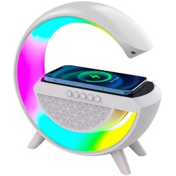 PARLANTE CARGADOR INALAMBRICO DE CELULAR 3 EN 1 LUZ VELADORA LAMPARA "G" LUCES LED RGB G