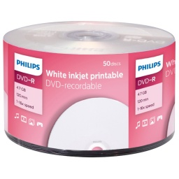 PACK X50 DVD-R VIRGEN MARCA PHILIPS 16X 4.7GB 120 MIN VIDEO - IMPRIMIBLE PRINTABLE