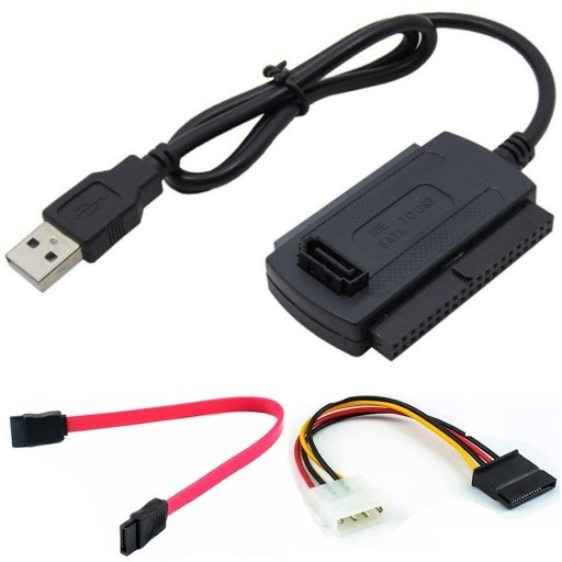 ADAPTADOR DE USB A DISCO IDE/SATA 2.5'' / 3.5'' SIN FUENTE CON CABLES Y NOTEBOOKS