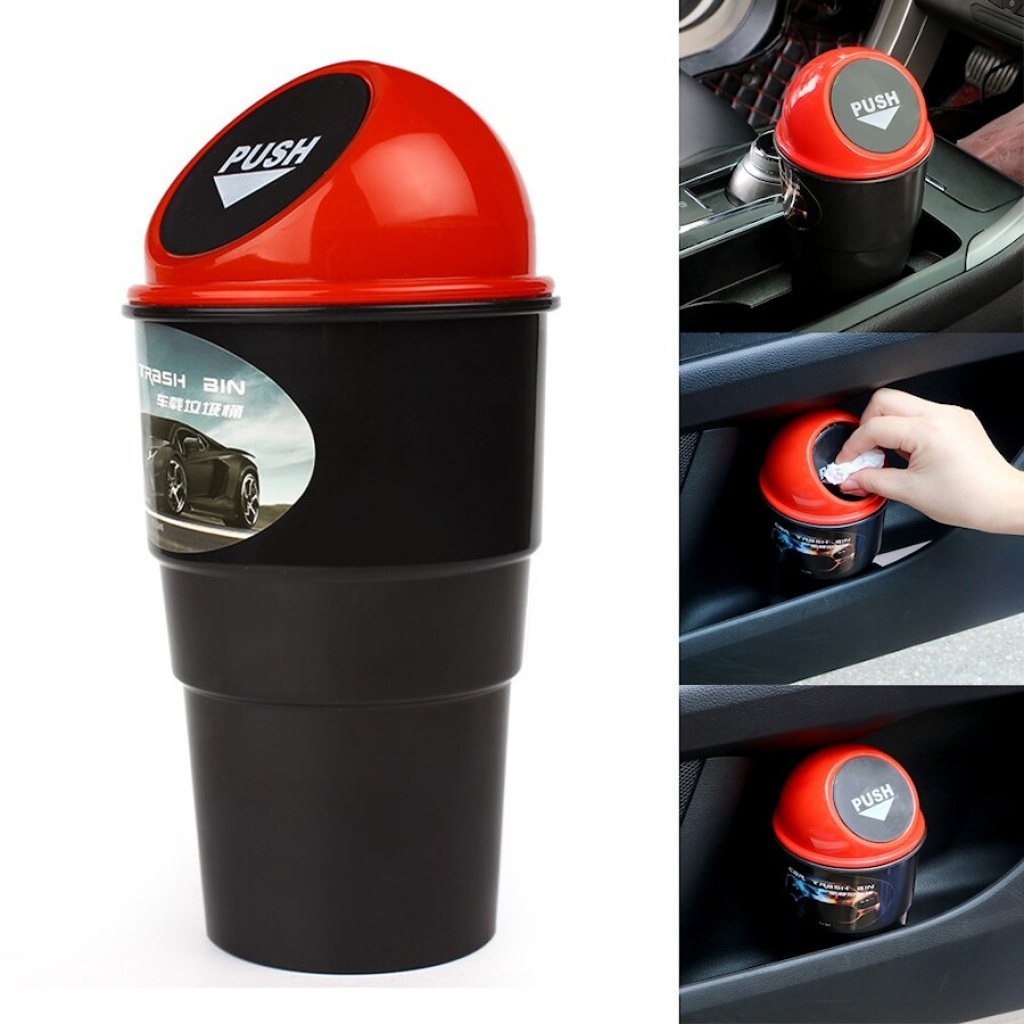  REWQ - Papelera para coche, bolsa de basura para coche,  multifuncional, con tapa para colgar en el interior del coche, accesorios  de plástico, Plástico, 6, talla : Automotriz