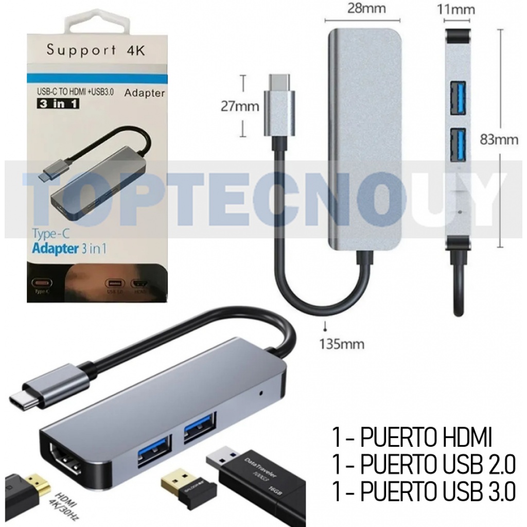 Adaptador Hub Usb C A Hdmi Usb Tipo C En Macbook Pc Y Notebooks