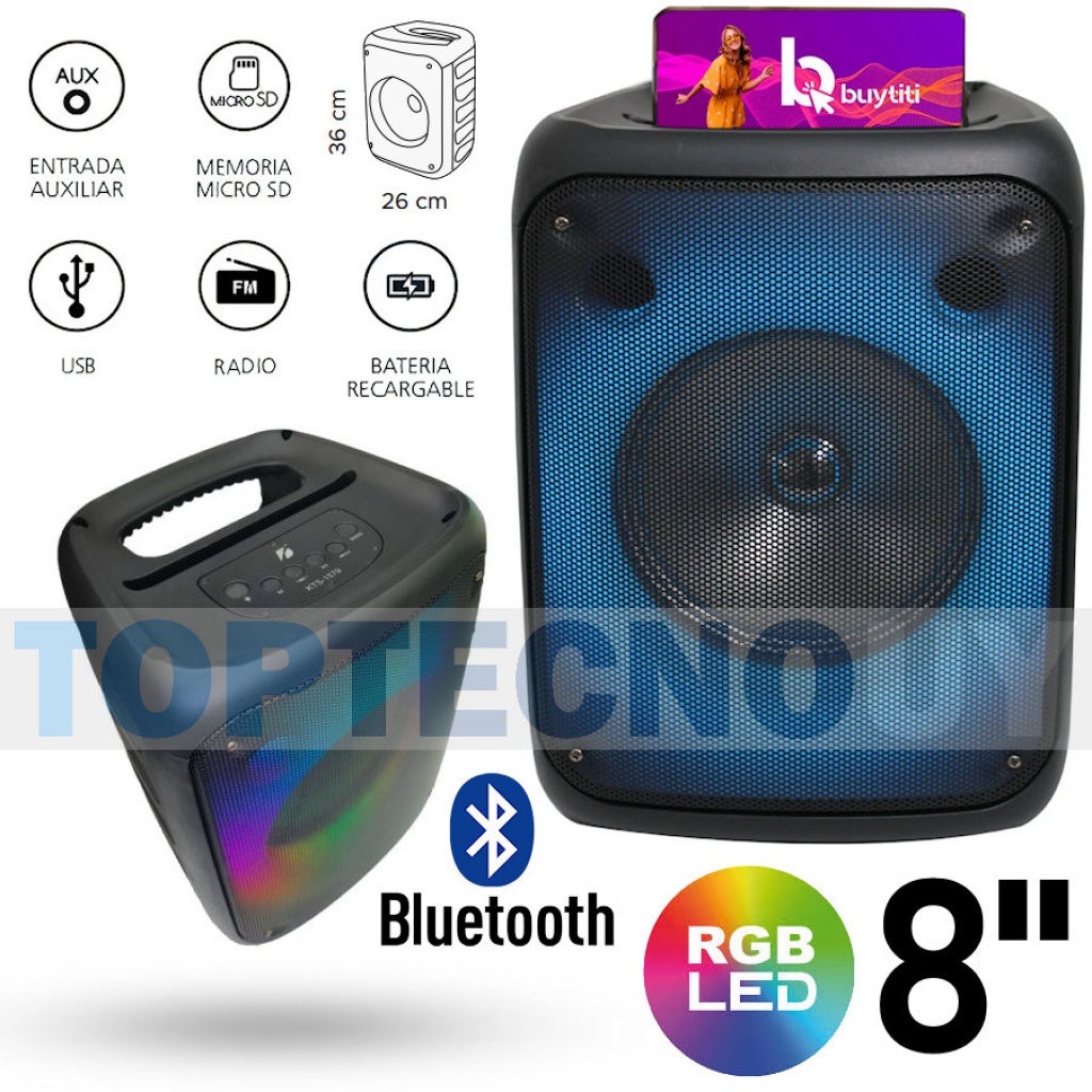 Bocinas Bluetooth Parlantes Portables Recargables Altavoz Portatil con Luz  Led