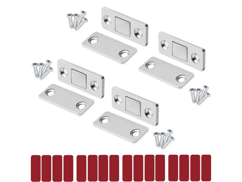 KIT PACK DE 4 CIERRES MAGNETICOS PARA PUERTAS CAJONES ARMARIOS ACERO INOX