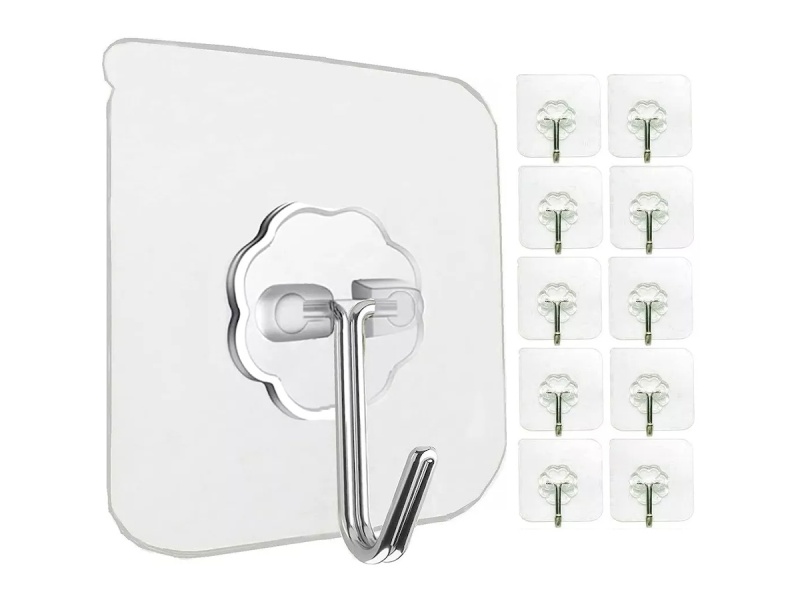 PACK X10 GANCHOS PARED CON ADHESIVO RESISTE COLGAR CUADROS SOPORTE UTENCILLOS Y LO QUE SE TE OCURRA